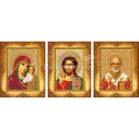 Вышивка бисером Три малые иконы, 1шт. 13x8,8; 2шт 13x9,7, Русская искусница
